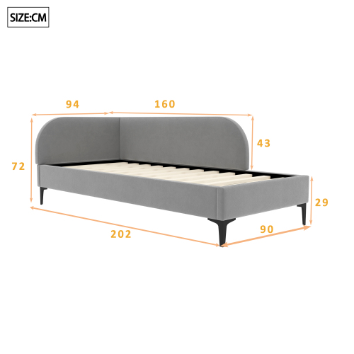 Polsterbett 90*200 Sofabett Multifunktionsbett mit Lattenrost Hautfreundlicher Samtstoff