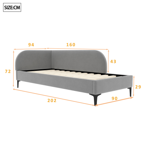Polsterbett 90*200 Sofabett Multifunktionsbett mit Lattenrost Hautfreundlicher Samtstoff