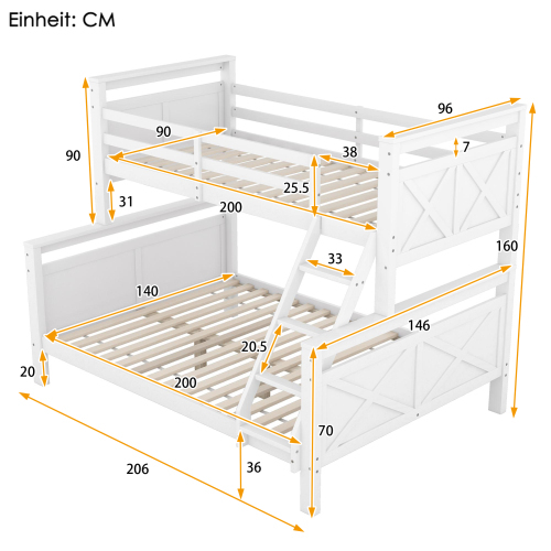 Bunk beds with ladder and safety rails-OKWISH