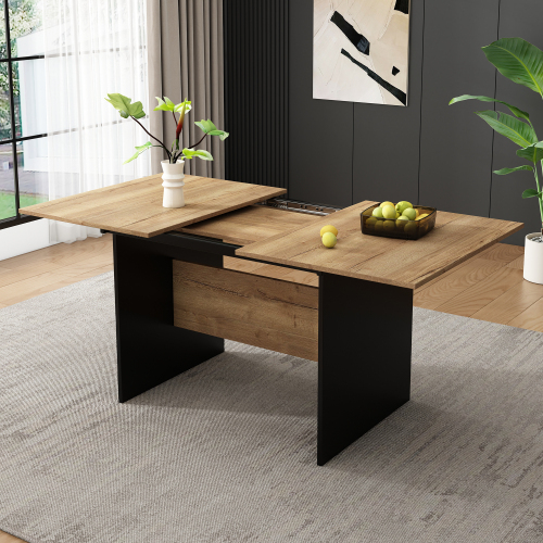 Ausziehbarer Esstisch im natürlichen, minimalistischen Stil-OKWISH