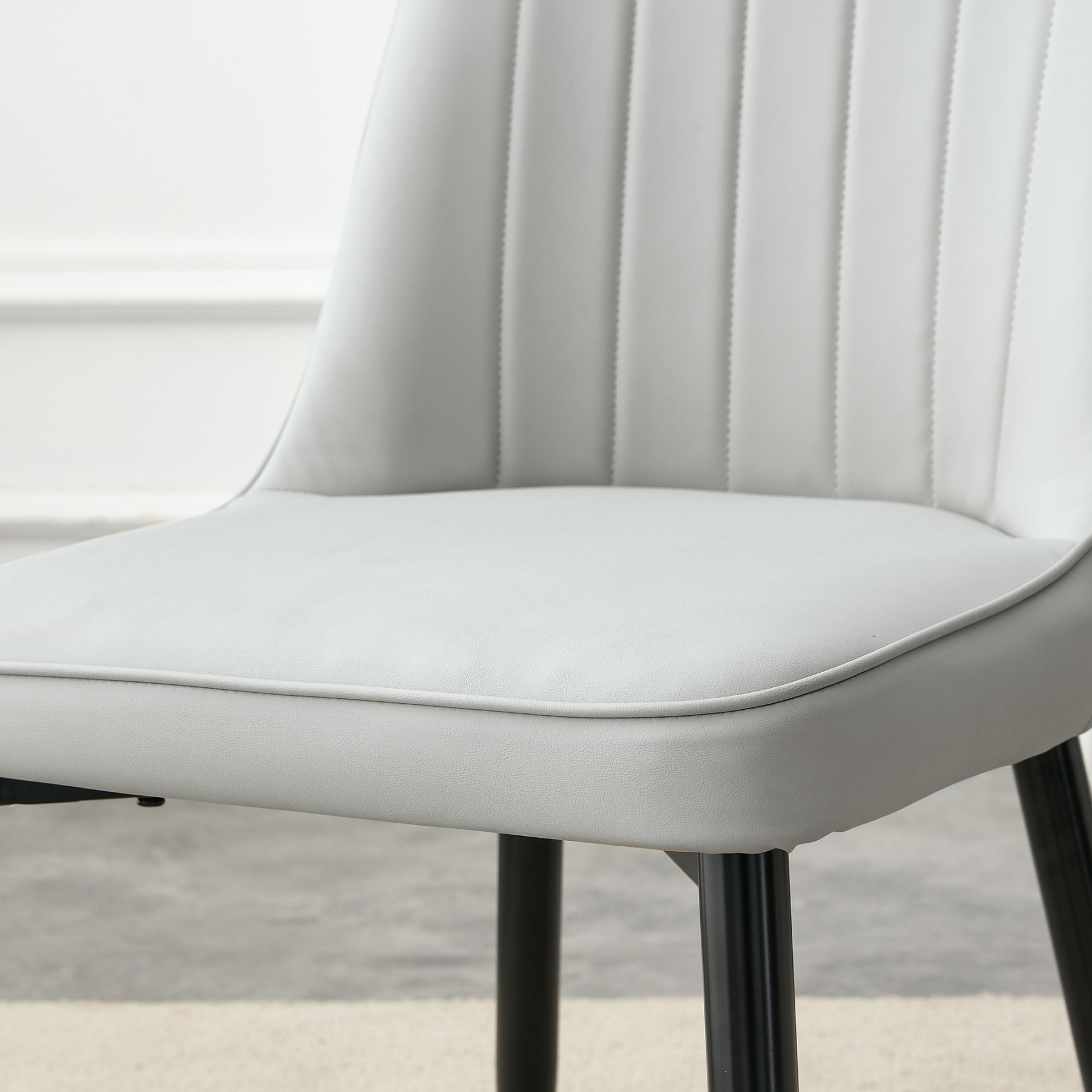 OKWISH Dining Chair with PU Seat and Metal Legs