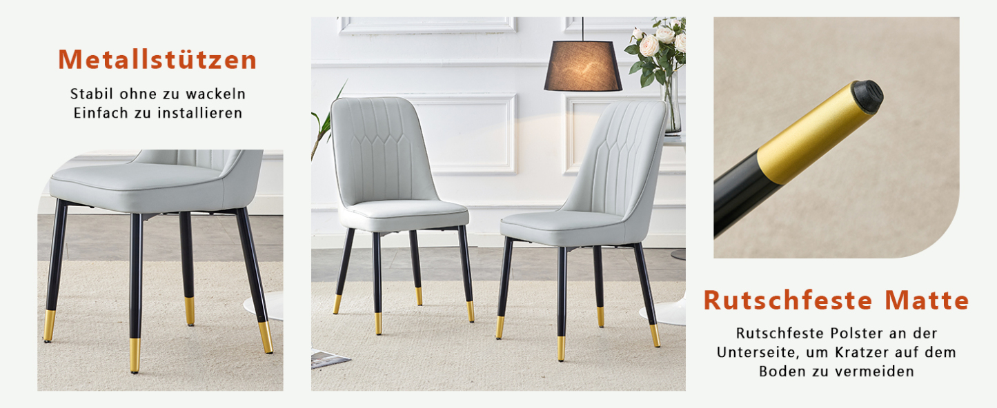 OKWISH Dining Chair with PU Seat and Metal Legs