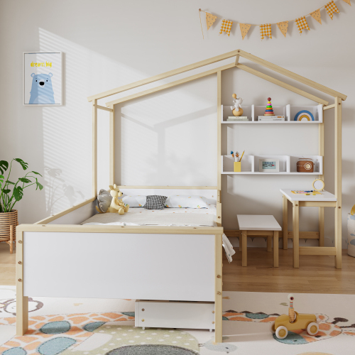 Bettrahmen aus Massivholz mit Schutzplatten-OKWISH