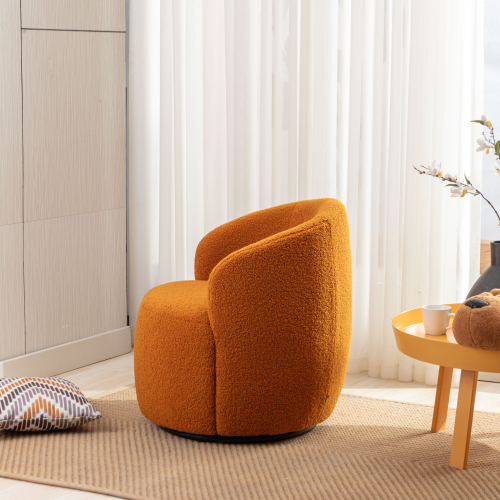 Teddy Fabric Swivel Accent Armchair Barrel Chair With Black Powder Coating Metal Ring