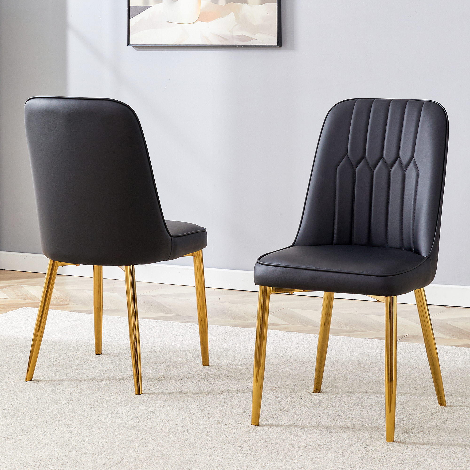 OKWISH Black Dining Chair with Gold Metal Legs
