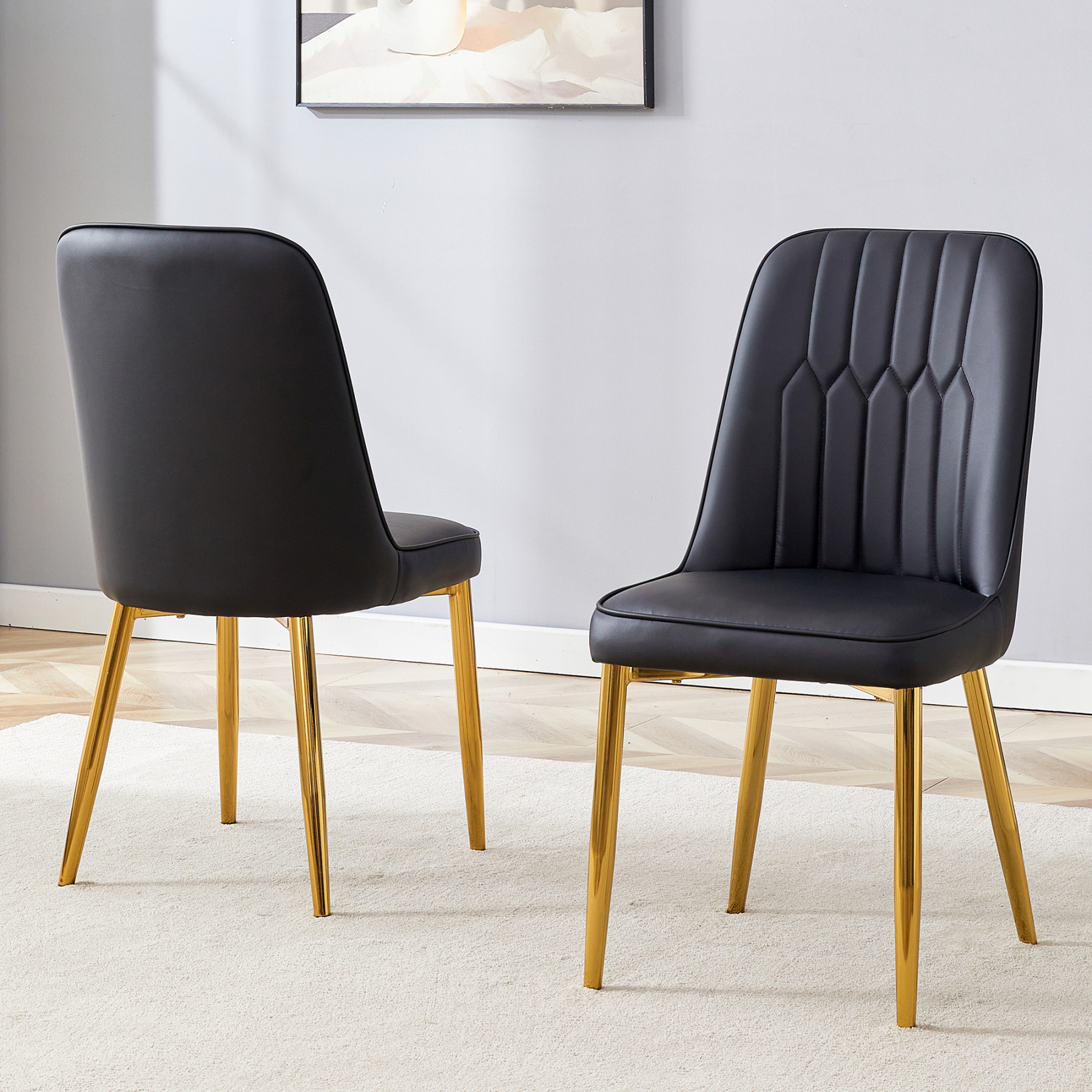 OKWISH Black Dining Chair with Gold Metal Legs