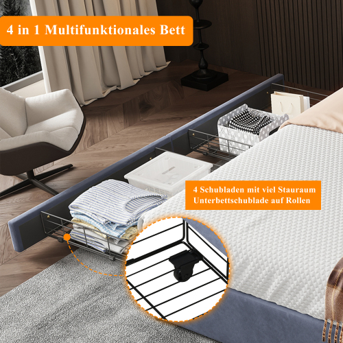 Gepolstertes Bett mit offener Trennwand-OKWISH