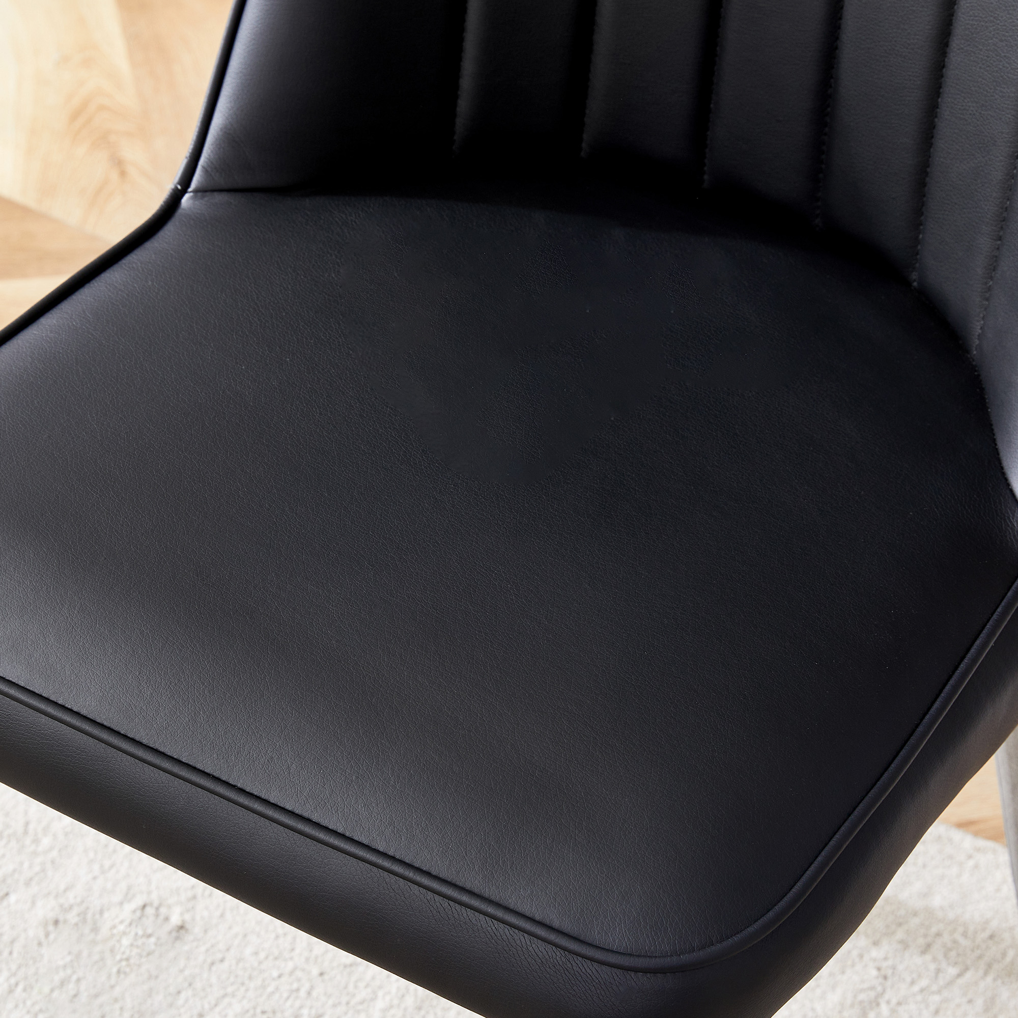 OKWISH Black Dining Chair with PU Leather and Metal Legs