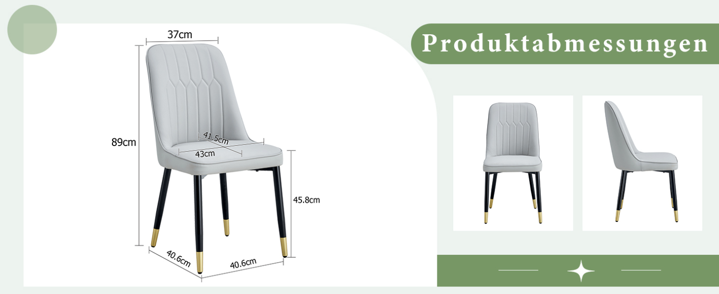 OKWISH Dining Chair with PU Seat and Metal Legs