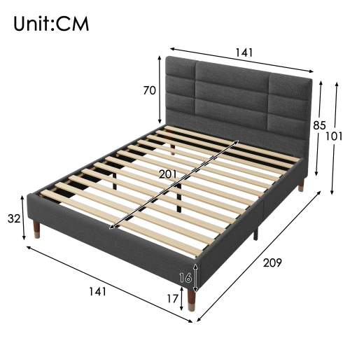Gepolstertes Doppelbett mit Bettkasten-Lattenrost-OKWISH