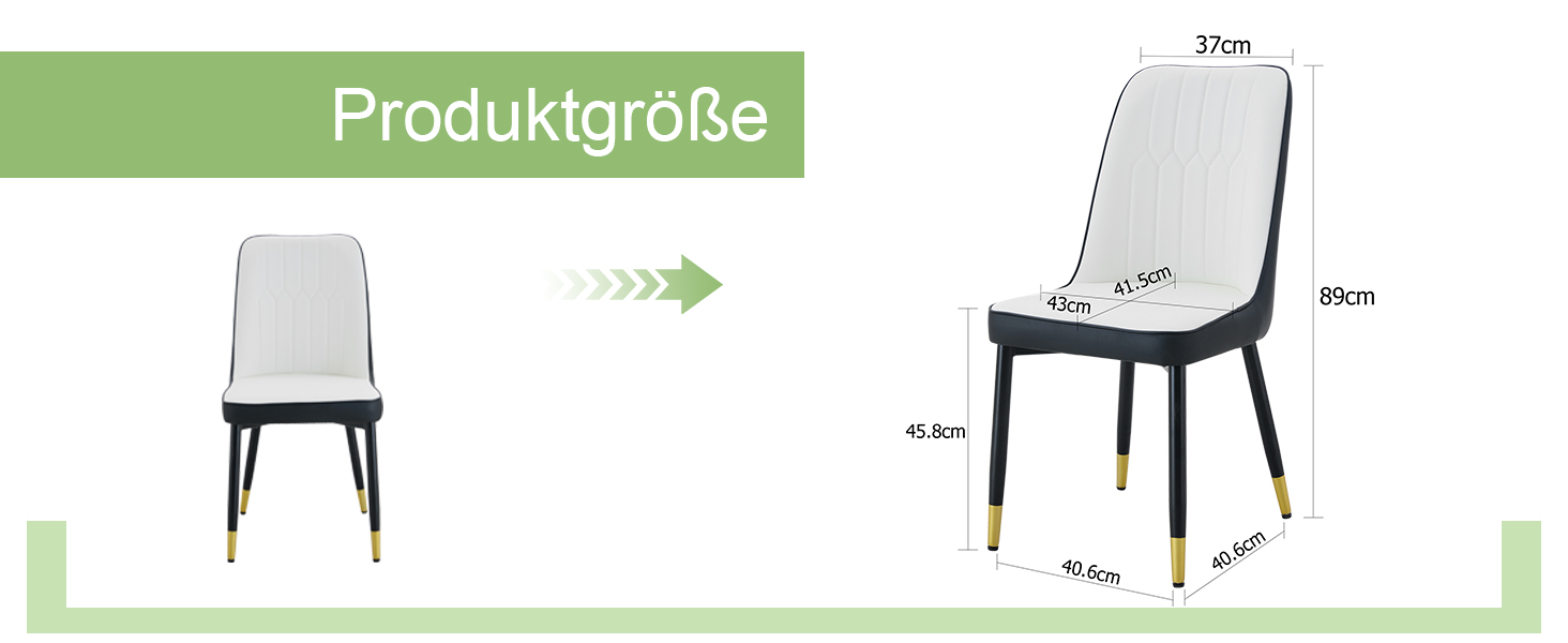 OKWISH Dining Chair with PU Leather Seat and Metal Legs