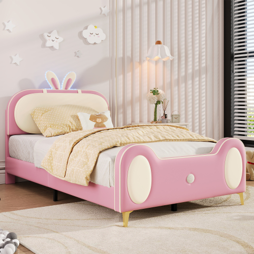 Kinderbett mit weichem Kaninchenkopfteil-OKWISH