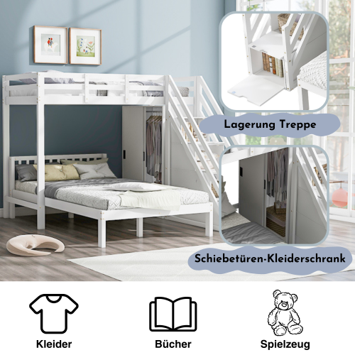 Multifunktionales Etagenbett mit Kleiderschrank-OKWISH