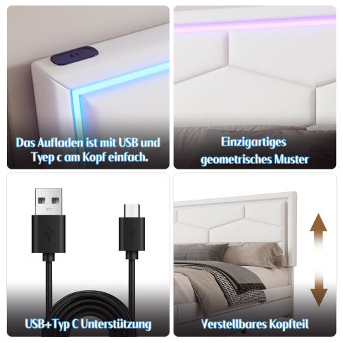 Polsterbett mit beleuchtetem Lattenrost-OKWISH