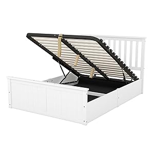 Holz - Doppelbett、hebbaren Bettrahmen、geräumigem Stauraum
