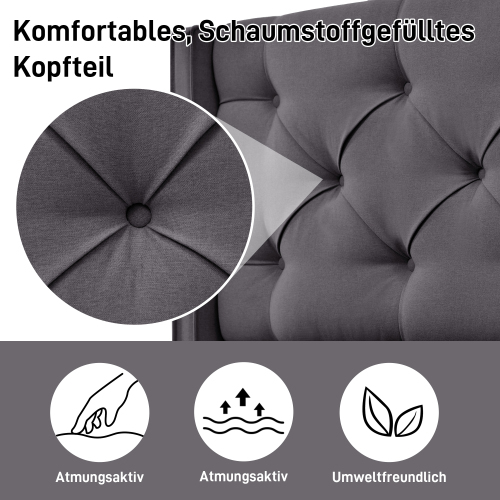 Hydraulisch Doppelbett Polsterbett,Bett mit Lattenrost aus Metallrahmen