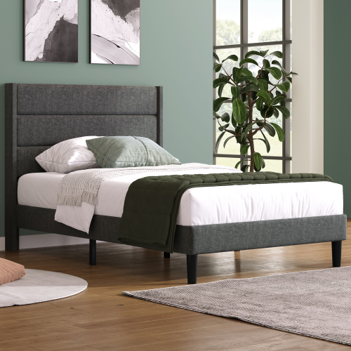 Doppelbett mit Samtstoff bezogen-OKWISH