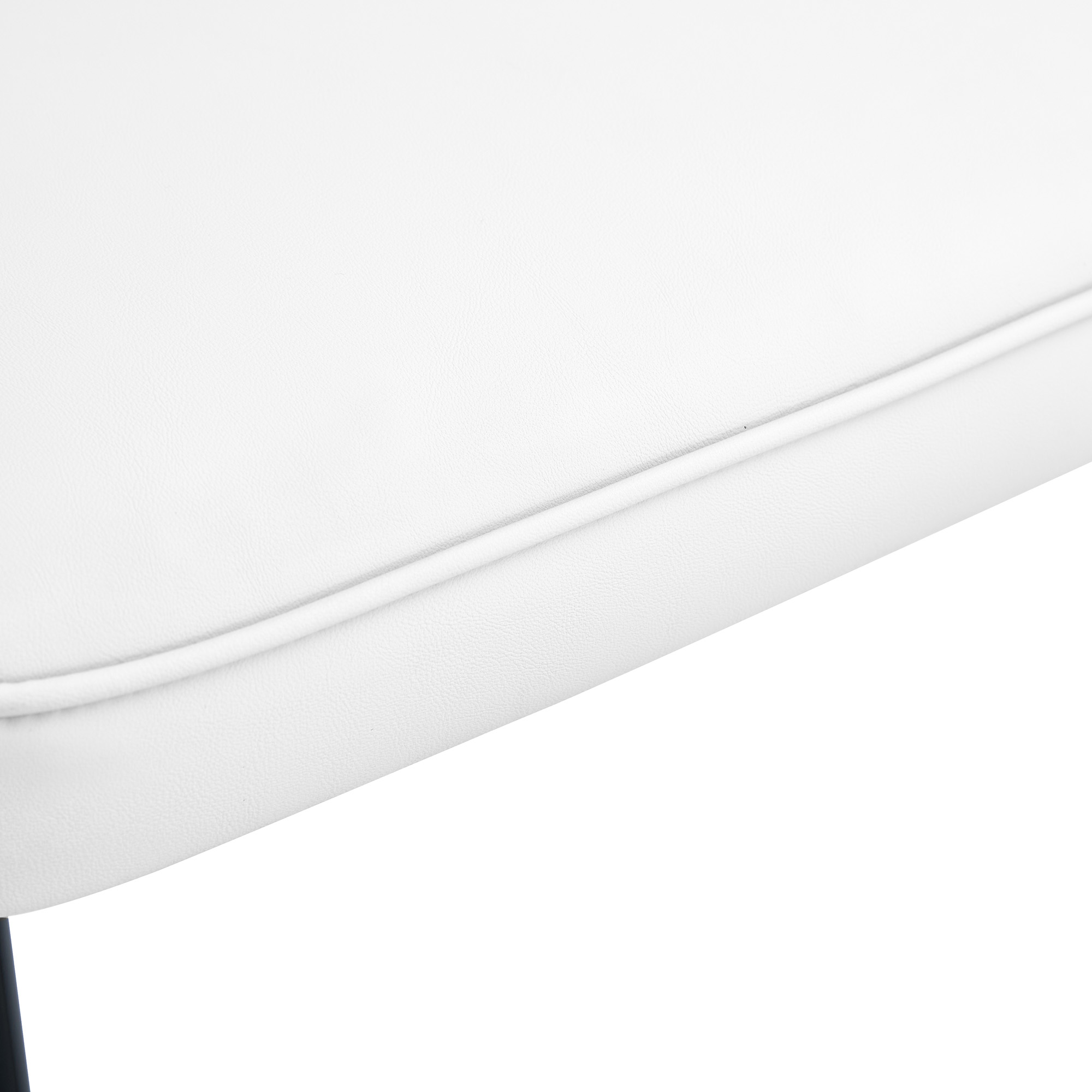 OKWISH White PU Dining Chairs Set with Black Metal Legs