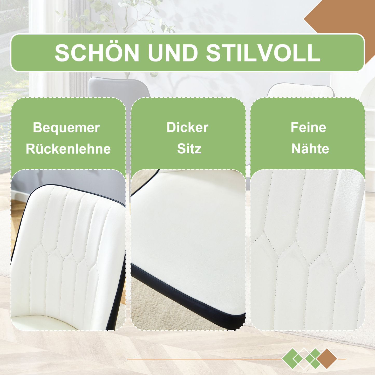 OKWISH Dining Chair with PU Leather Seat and Metal Legs