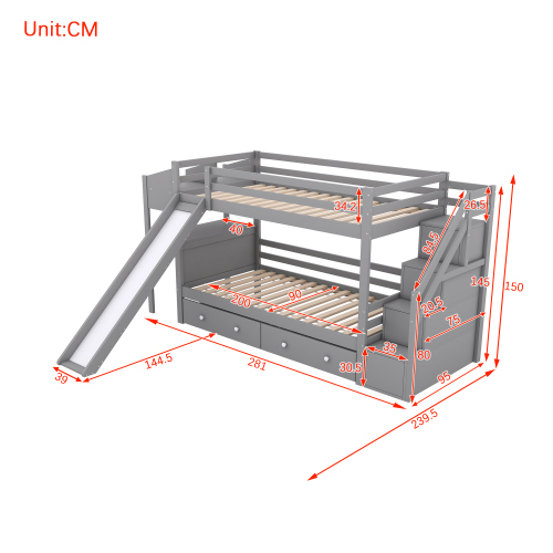 Multifunktionales Etagenbett aus Massivholz-OKWISH