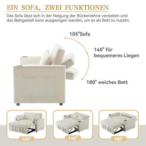 Klappschlafsofa mit Getränkehaltern und Kissen-OKWISH