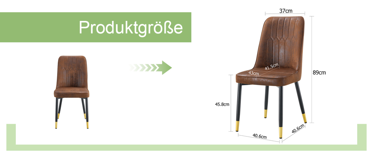 OKWISH Set of 2 Brown Dining Chairs with Metal Legs