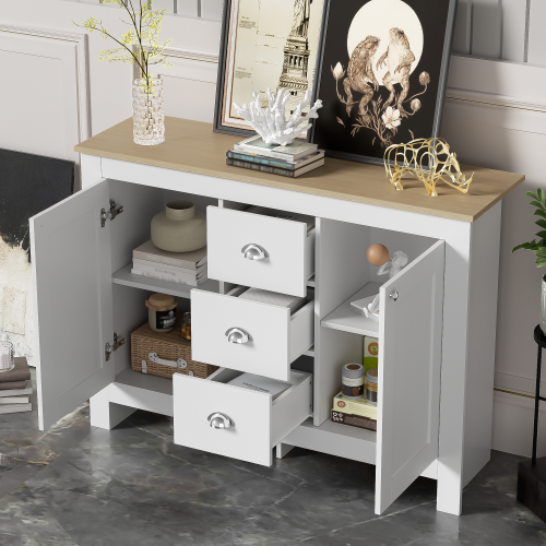 Warmweißes Sideboard aus Holz-OKWISH