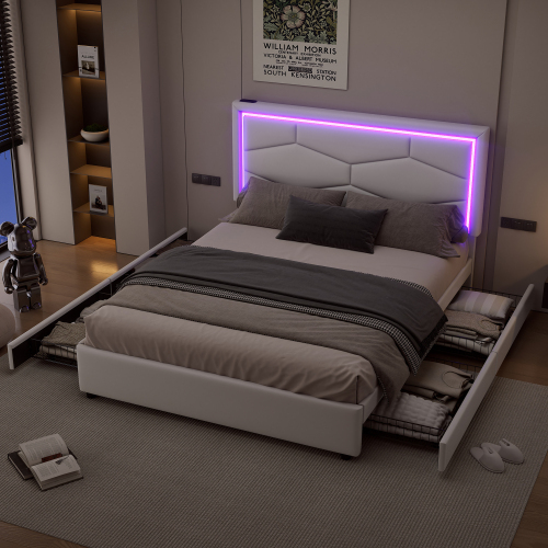 Polsterbett mit beleuchtetem Lattenrost-OKWISH