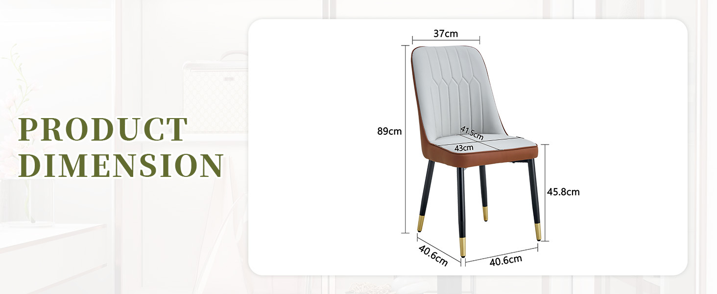 OKWISH Set of 2 Dining Chairs in Two-Tone PU Leather