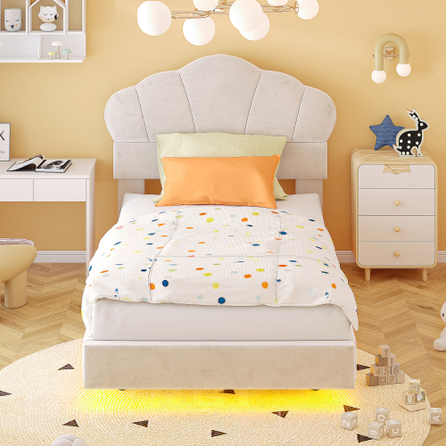 Gepolstertes Bett aus Samtstoff-OKWISH