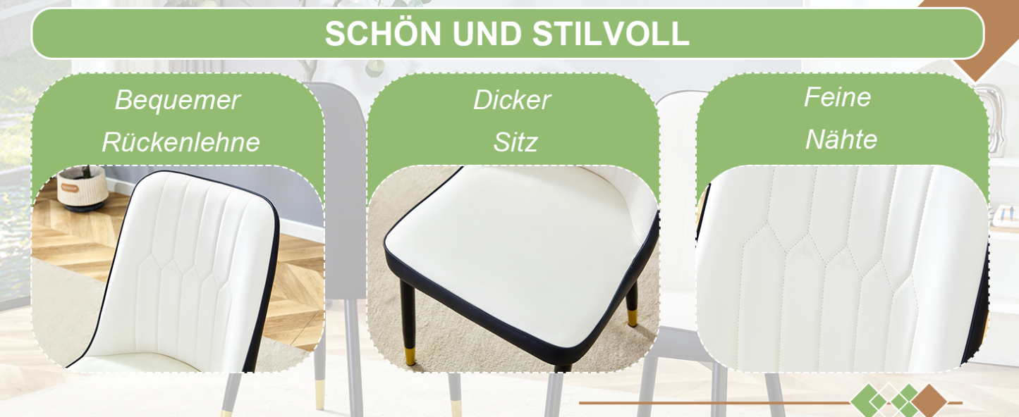 OKWISH Dining Chair with PU Leather Seat and Metal Legs