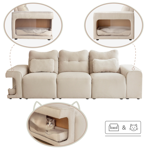 Modernes, kratzfestes Sofa aus Katzenstoff und Samtstoff-OKWISH