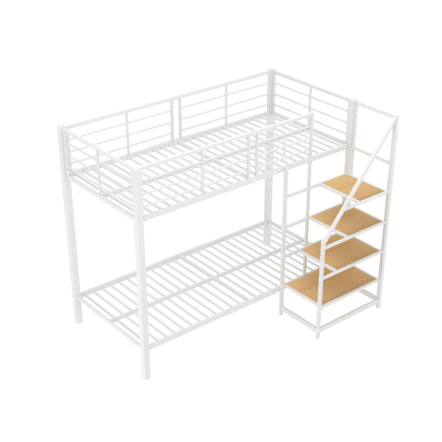 Etagenbett aus Eisen  Aufbewahrungstreppe, hohes Geländer, Doppelbett, Jugendbett, Kinderbett,