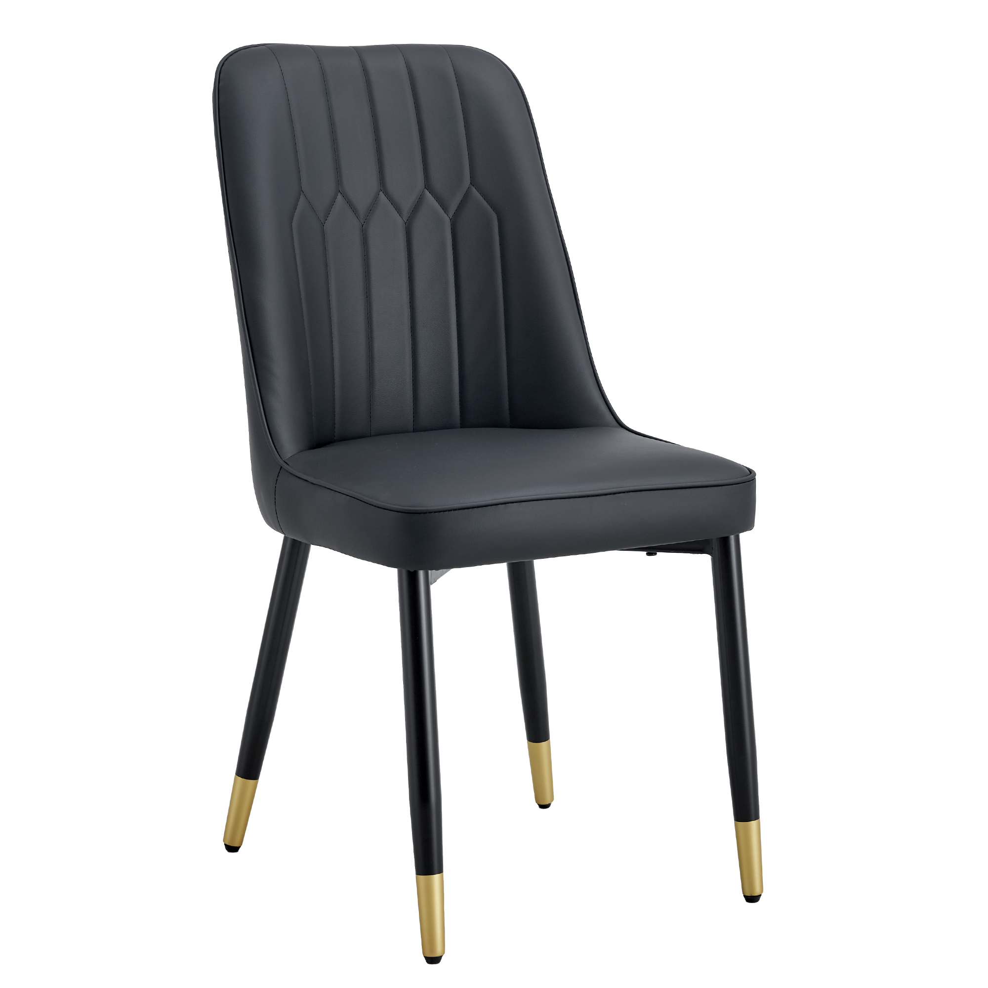 OKWISH Black PU Leather Dining Chair Set with Metal Legs