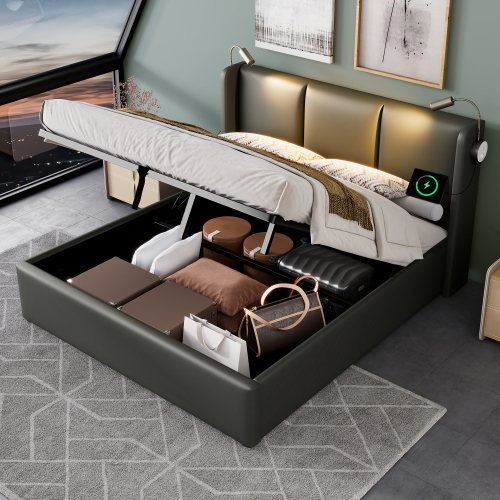 Hydraulisches Doppelbett aus PU-Material-OKWISH