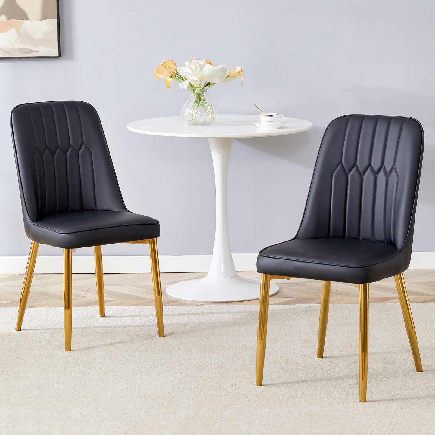 OKWISH Black Dining Chair with Gold Metal Legs