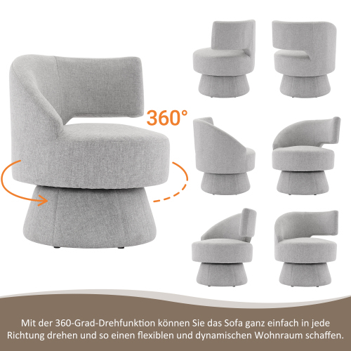 Hoher grauer Drehstuhl. 360 Grad drehbarer Freizeitstuhl-OKWISH