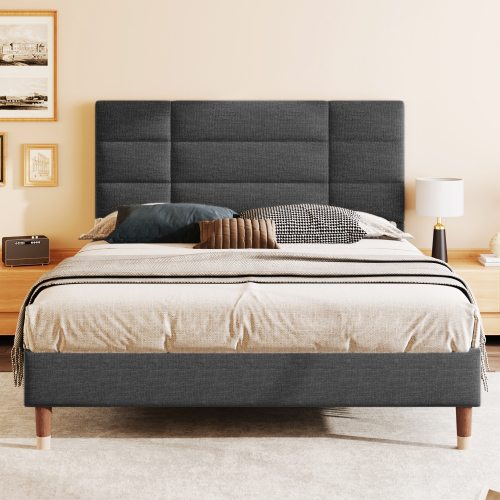 Gepolstertes Doppelbett mit Bettkasten-Lattenrost-OKWISH