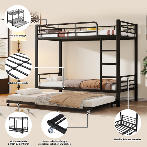 Schmiedeeisernes Etagenbett mit Geländer-OKWISH