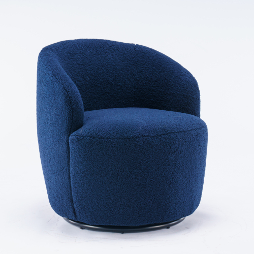 Soft Teddy Fabric Swivel Accent Armchair Barrel Chair With Black Powder Coating Metal Ring