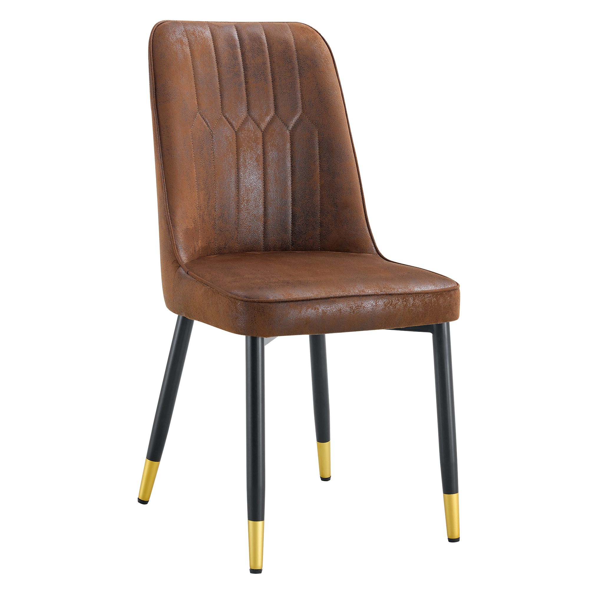 OKWISH Set of 2 Brown Dining Chairs with Metal Legs