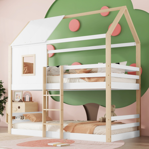 Etagenbett mit Lattenrost, Leiter und Fenstergitter-OKWISH