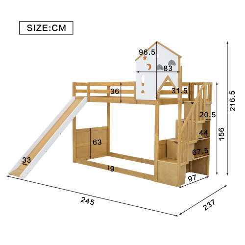 Kinderbett mit Dach und Fenstern-OKWISH