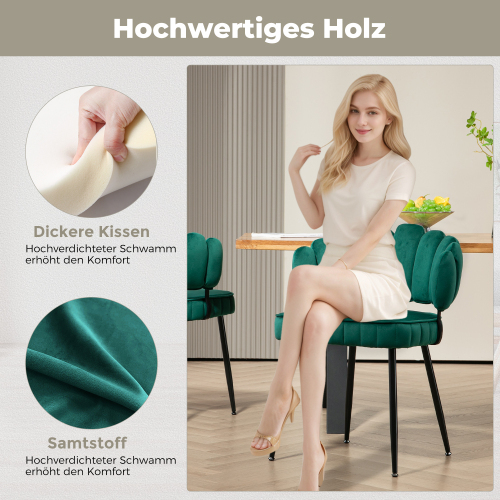 Samt-Esstisch und Stühle im 2er-Set-OKWISH