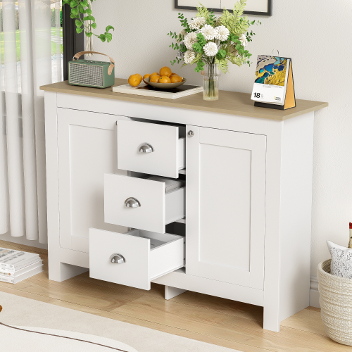 Warmweißes Sideboard aus Holz-OKWISH