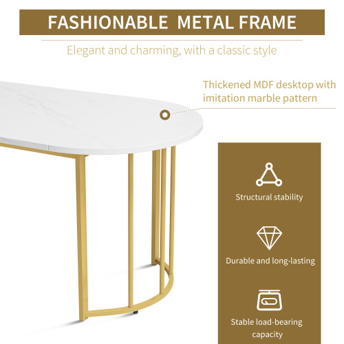 Massiver Metallrahmen, moderner Marmor-Esstisch-OKWISH