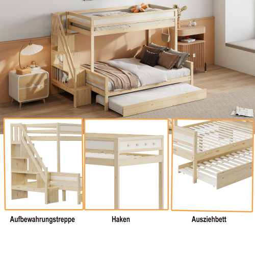 Kinder-Etagenbett aus Massivholz-OKWISH
