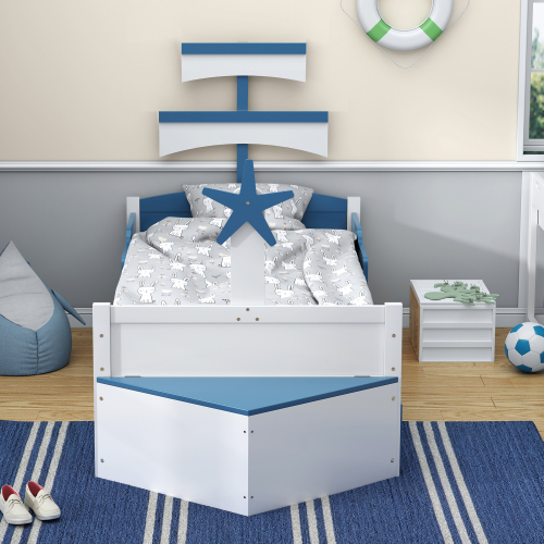 Segelbootförmiges Kinderbett aus Holz-OKWISH
