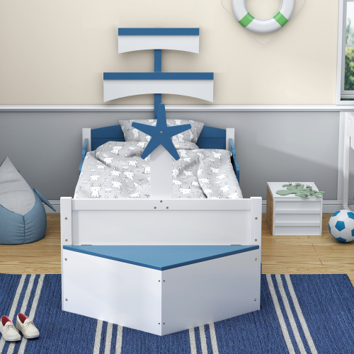 Segelbootförmiges Kinderbett aus Holz-OKWISH