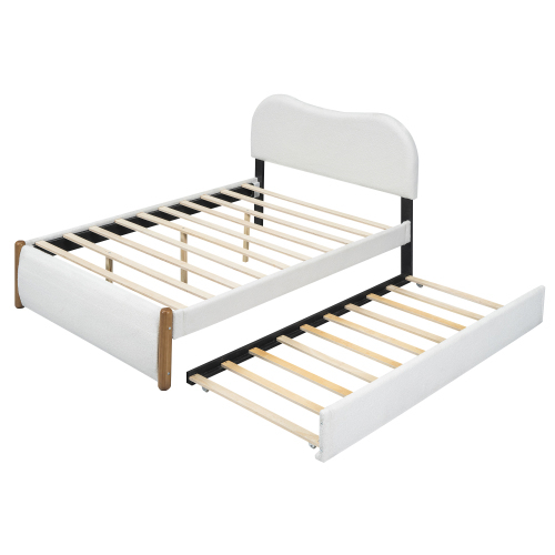 Flachbett, gepolstert, mit praktischem ausziehbares Rollbett, minimalistische Formgebung